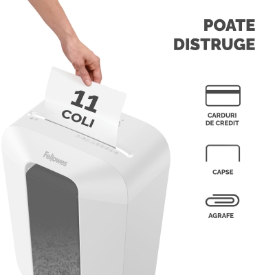 Distrugator documente Fellowes Powershred, LX70, 11 coli, cross-cut, alb 